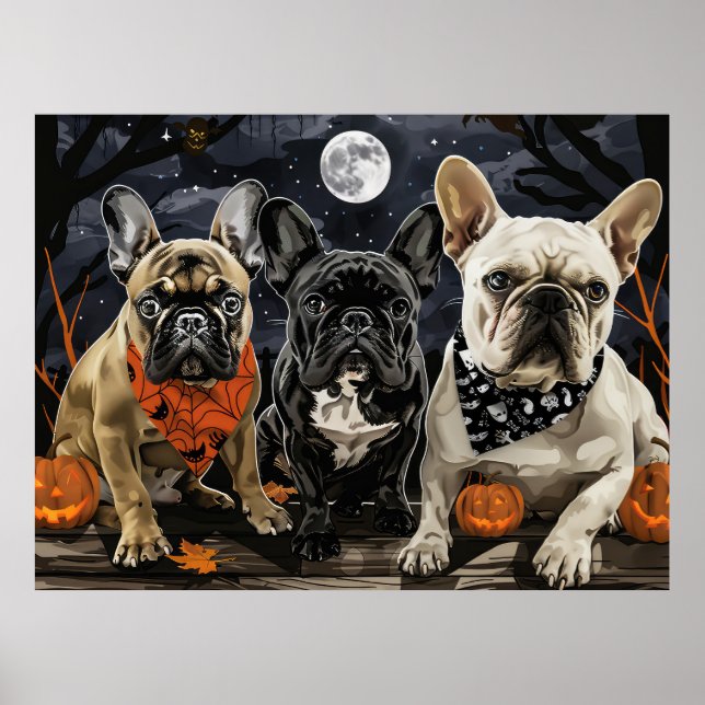 Poster Bulldog francês Halloween Spooky (Frente)
