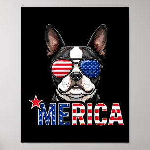 Poster Bulldog francês Merica bandeira americana 4 de jul