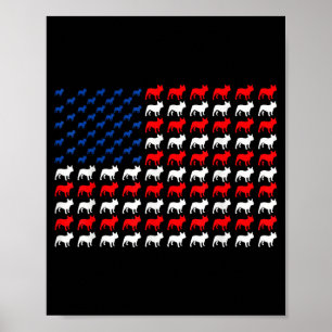 Poster Bulldog francês patriota bandeira americana french