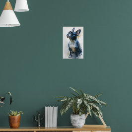 Poster Bulldog francês sentado em aquarela