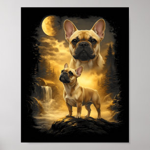 Poster Bulldog francês ! uivando para a lua meme anos 90