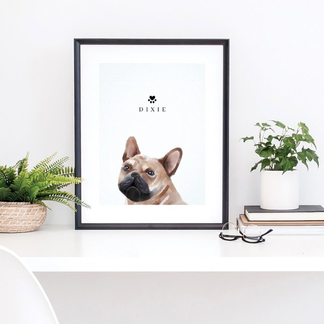 Poster Bulldog francês Watercolor Illustration Dog's Name (Criador carregado)