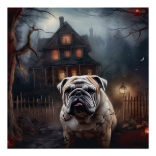 Pôster Bulldog Halloween Scary
