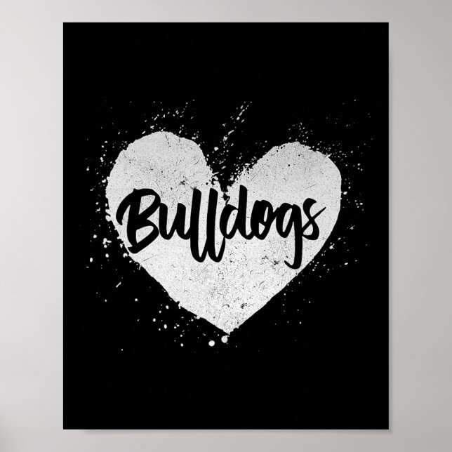 Poster Bulldog - Heart Dog Lover Animal Breeder Puppy Ow (Frente)