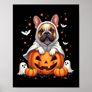 Poster Bulldog Inglês Engraçado Fantasma Boo Halloween Mu