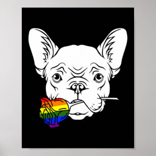 Poster Bulldog Orgulho gay Rosa Lgbt-q Rainbow Frenchog