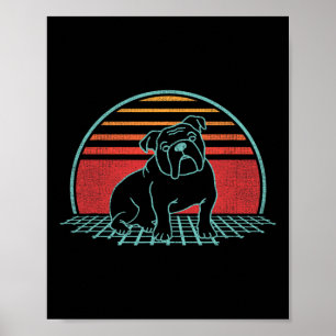 Poster Bulldog Retro Dog Lover Estilo de Vintage 80s