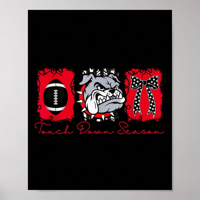 Poster Bulldogs Football Game Day School Mascot Team Srit (Frente)