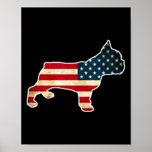 Poster Bulldogue Francês do Dia 4 de Julho Bandeira Ameri