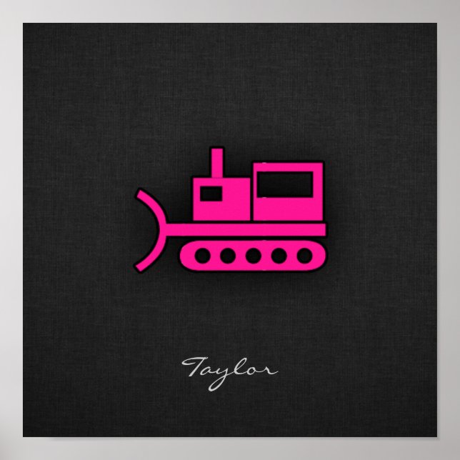 Poster Bulldozer Rosa Quente (Frente)