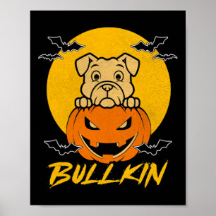 Poster Bullkin Halloween Engraçado Bulldog Halloween Pump