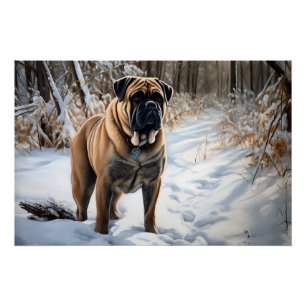 Pôster Bullmastiff Deixar Neve Natal