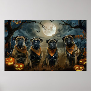 Poster Bullmastiff Halloween Spooky