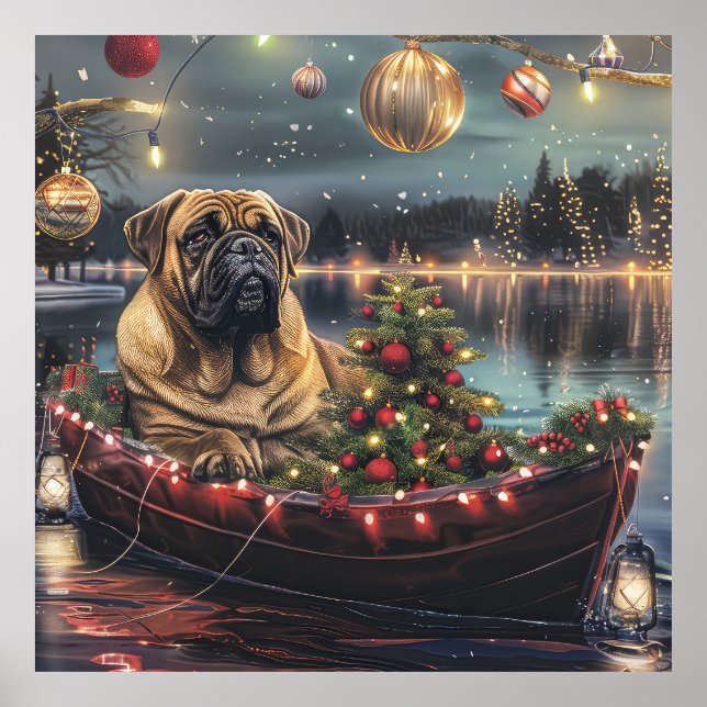Poster Bullmastiff Natal Festivo Voyage (Frente)
