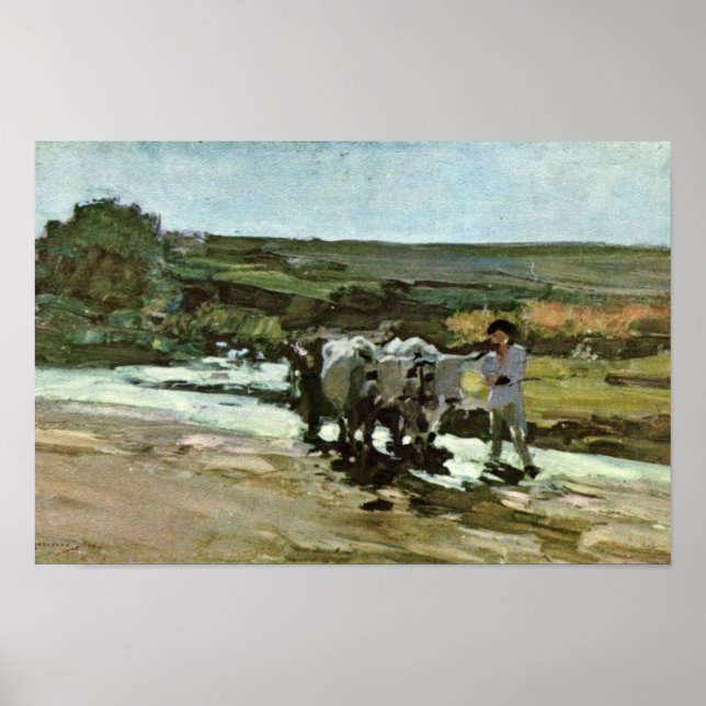 Pôster Bullock Cart No Ford Por Grigorescu Nicolae (Frente)