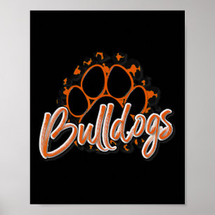 Poster Bulls Orange Black Cheetah School Sports Fan Te