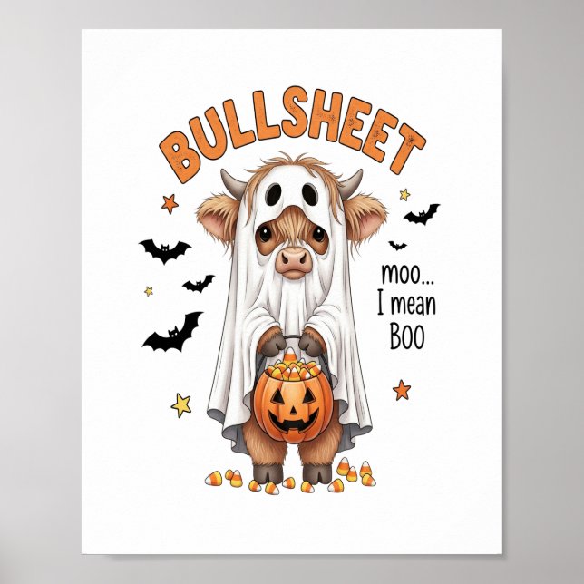 Poster Bullsheet Highland Cow Funny Ghost (Frente)