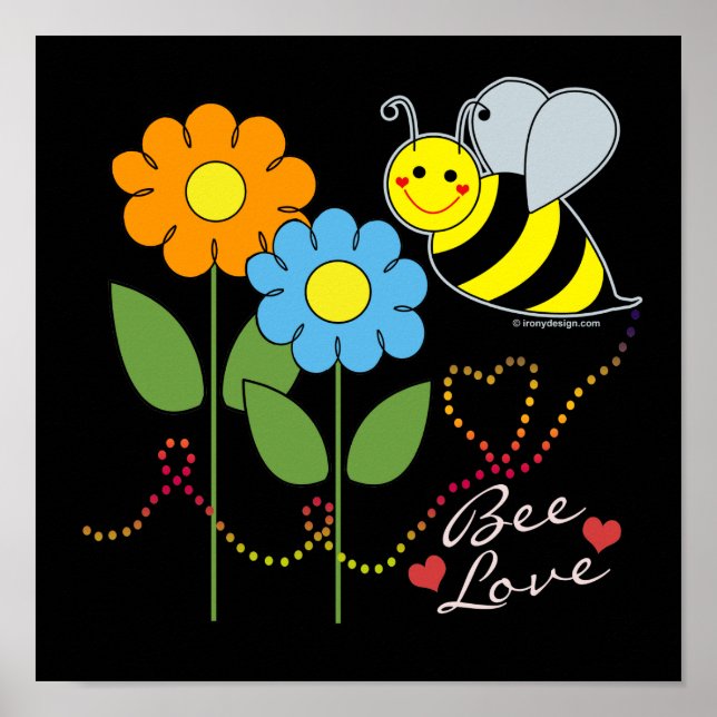 Poster Bumble Bee Com Flores Seja Amor (Frente)
