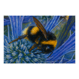 Pôster Bumblebee sobre o Thistle Azul