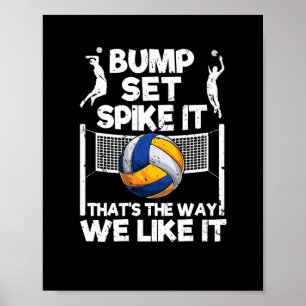 Poster Bump Set Spike It Funny Volleyball Player