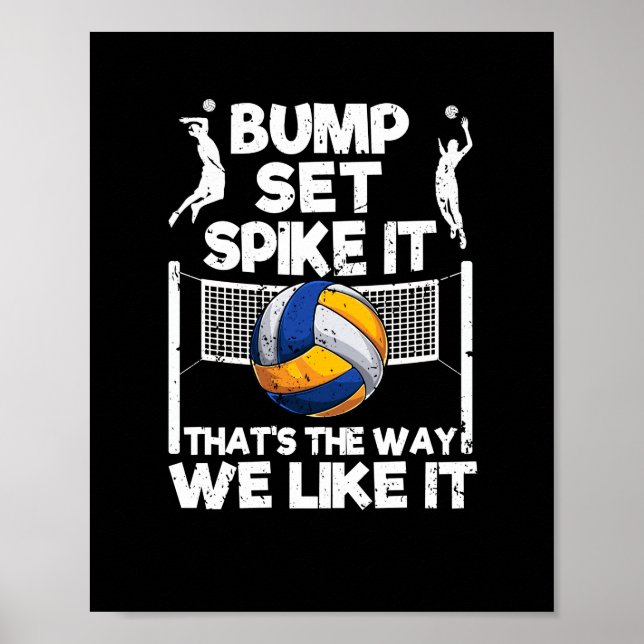 Poster Bump Set Spike It Funny Volleyball Player (Frente)