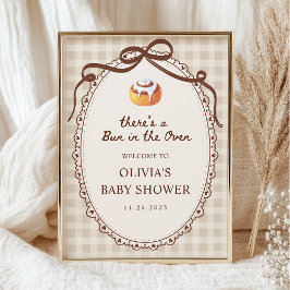 Poster Bun in the Oven Gingham Bakery Baby Shower Welcome