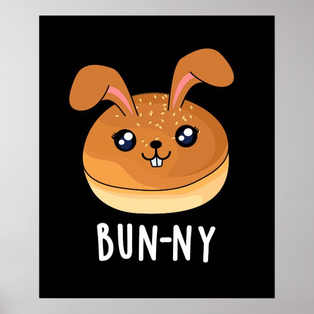 Poster Bun ny Funny Coelho Coelho Bun Pun Dark BG (Frente)