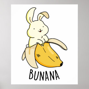 Poster Bunana Cute Bunny Em Um Canhão De Banana