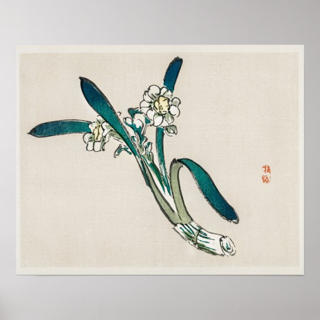 Poster Bunchflower Daffodil, por Kōno Bairei (1844-1895) (Frente)