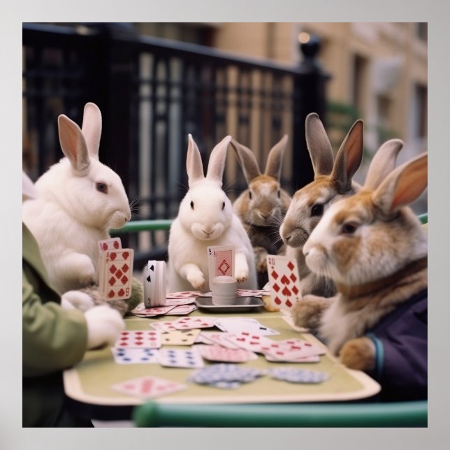 Poster Bunnies, eles blefam, apoiam, e saltam para ganhar (Frente)