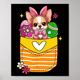 Poster Bunny Chihuahua Páscoa Ovos de Chocolate Dentro Po