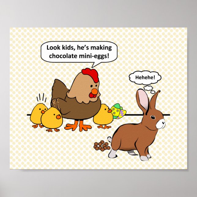 Poster Bunny faz cocô de chocolate engraçado (Frente)