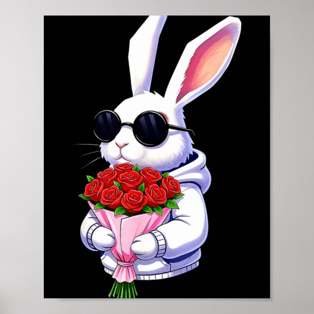 Poster Bunny Hugging Valentine Flower Bunny  (Frente)