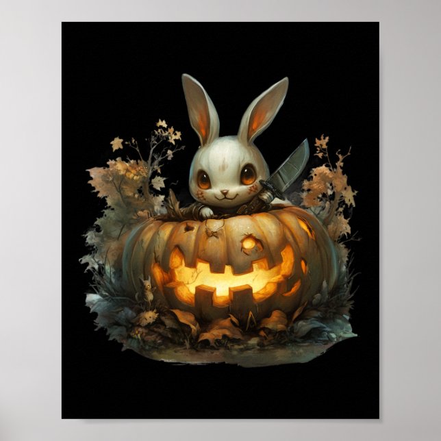 Poster Bunny Mayhem Cachorro do Halloween Bunny Pumpkin (Frente)
