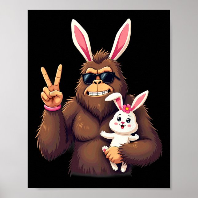 Poster Bunny Sasquatch Bigfoot Páscoa 1 (Frente)