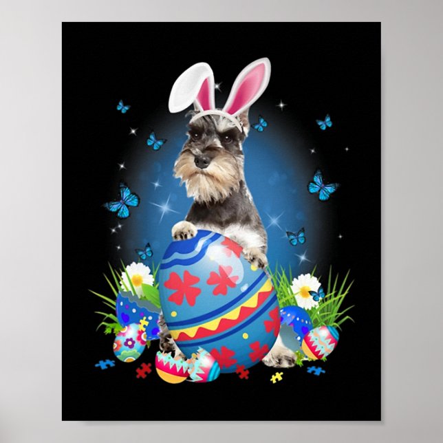 Poster Bunny Schnauzer Com Caça De Páscoa De Ovo (Frente)