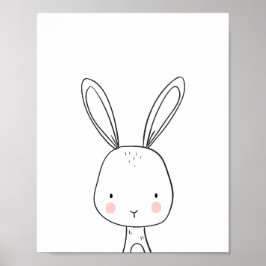 Poster Bunny Woodland Animal Nurserart Black and White