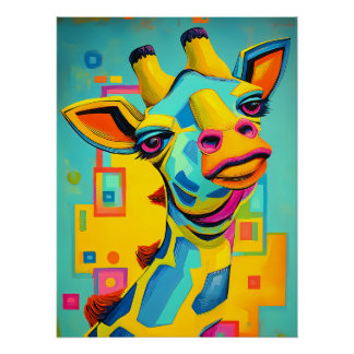 Pôster Bunte Fantasie Giraffe - Giraffen Illustration