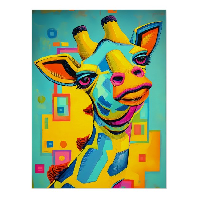 Pôster Bunte Fantasie Giraffe - Giraffen Illustration (Frente)
