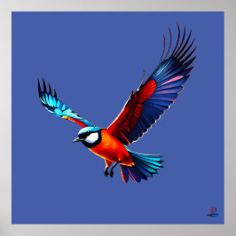 Poster Bunte Möwe im Flug