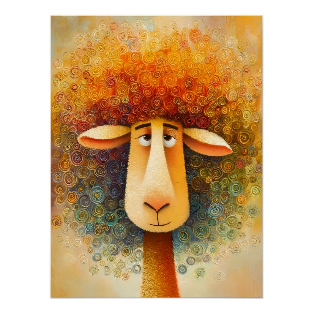 Pôster Buntes Schaf – Fantasie Illustration (Frente)