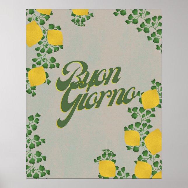 Poster Buon Giorno Lemon Floral- Arte Inspirada Na Itália (Frente)
