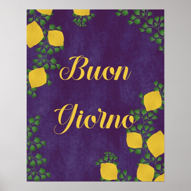 Poster Buon Giorno Lemon Floral- Arte Inspirada Na Itália (Frente)