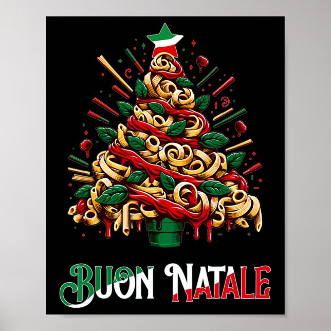 Poster Buon natale italian macarrão natale no Natal (Frente)