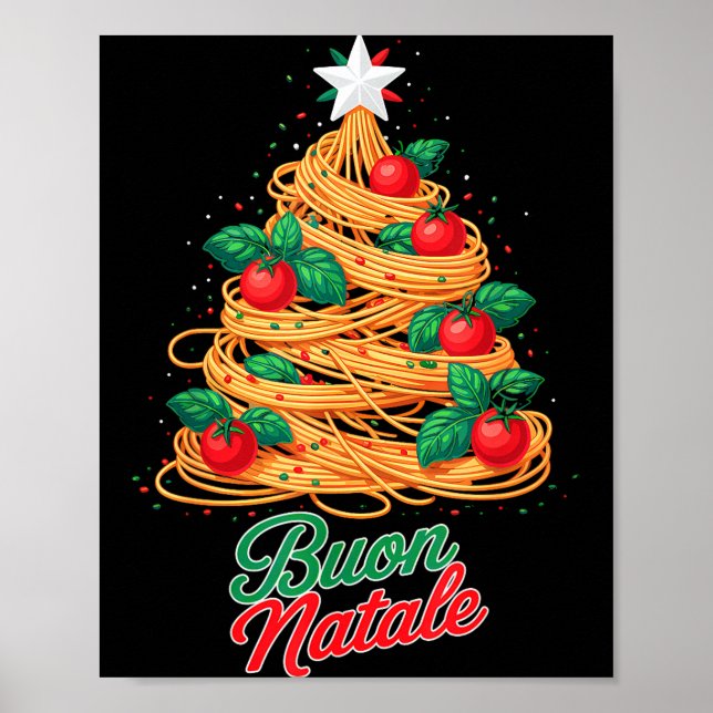 Poster Buon Natale Italian Pasta Spaghetti Funny Christma (Frente)