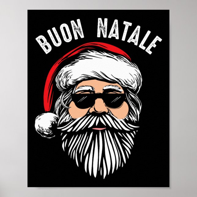 Poster Buon natale italiano santa claus babbo cristo engr (Frente)