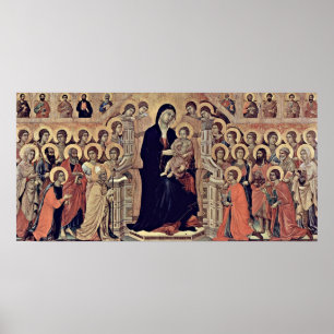 Poster Buoninsegna - os anjos enthroned Madonna e a