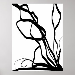 Poster Buquê Blanc: Abstrato branco e preto