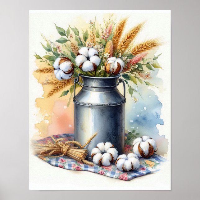 Poster Buquê de Algodão em uma Lata de Leite 4 (Frente)