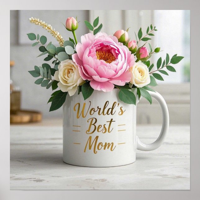 Poster Buquê de aquarela flexível (pénicas, rosas) (Frente)